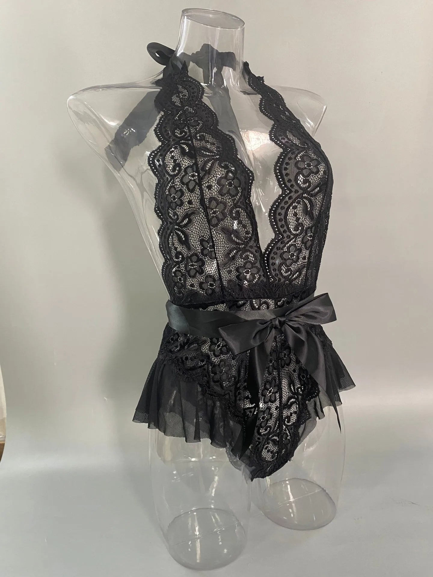 Westerns Lace Trim Strappy Seductive See Through Body Suits