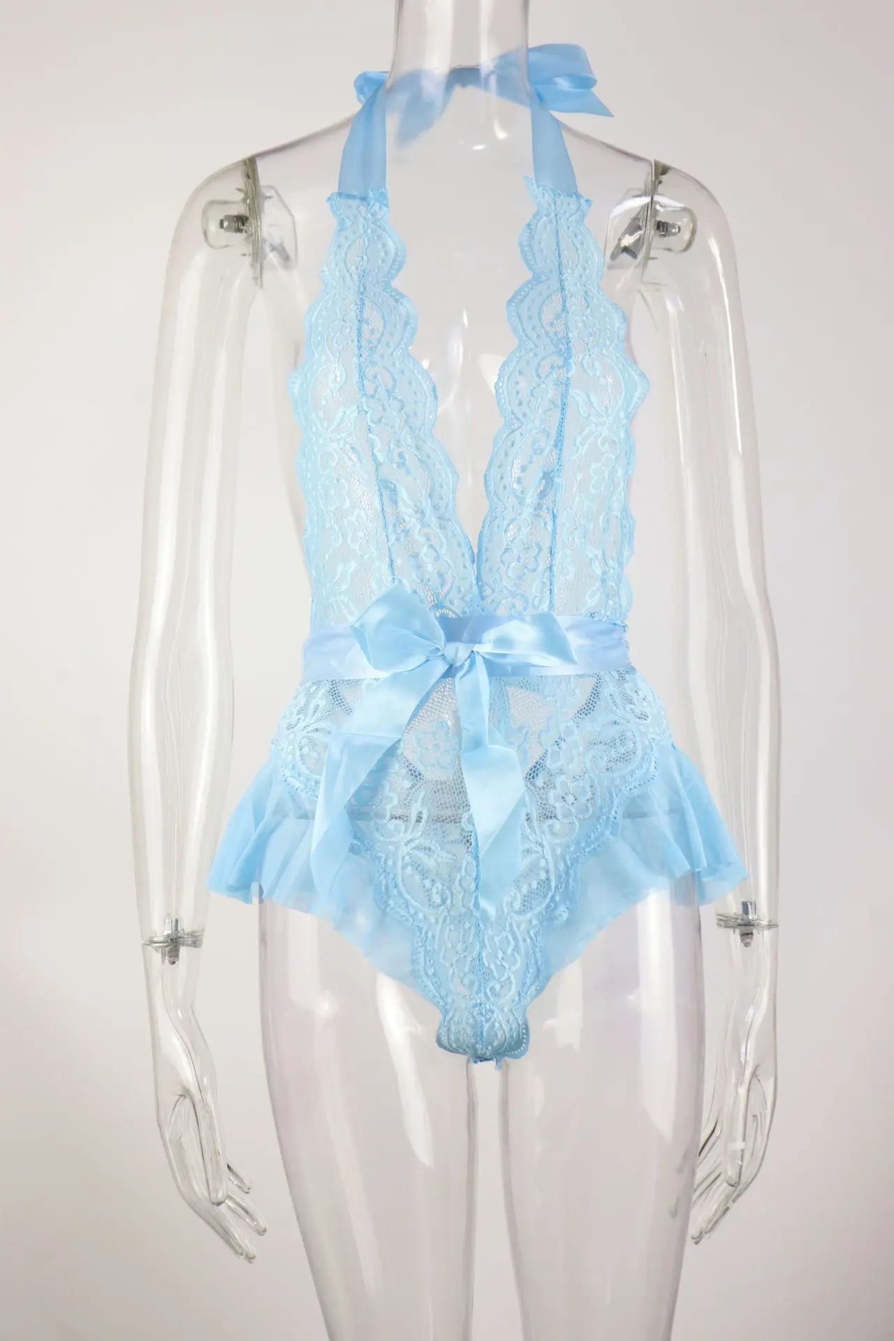 Westerns Lace Trim Strappy Seductive See Through Body Suits