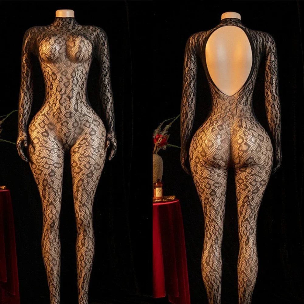 Westerns Leopard Print Fishnet See Through