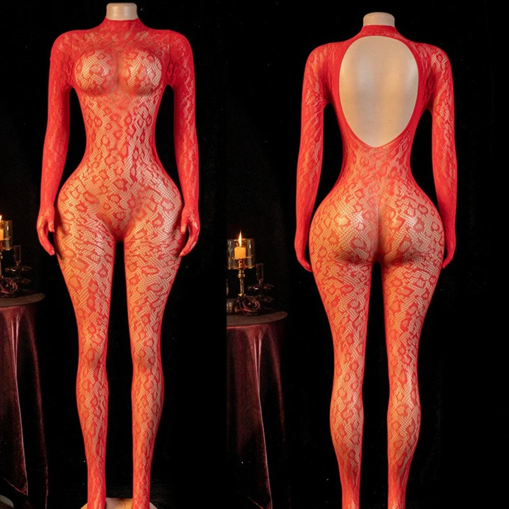 Westerns Leopard Print Fishnet See Through