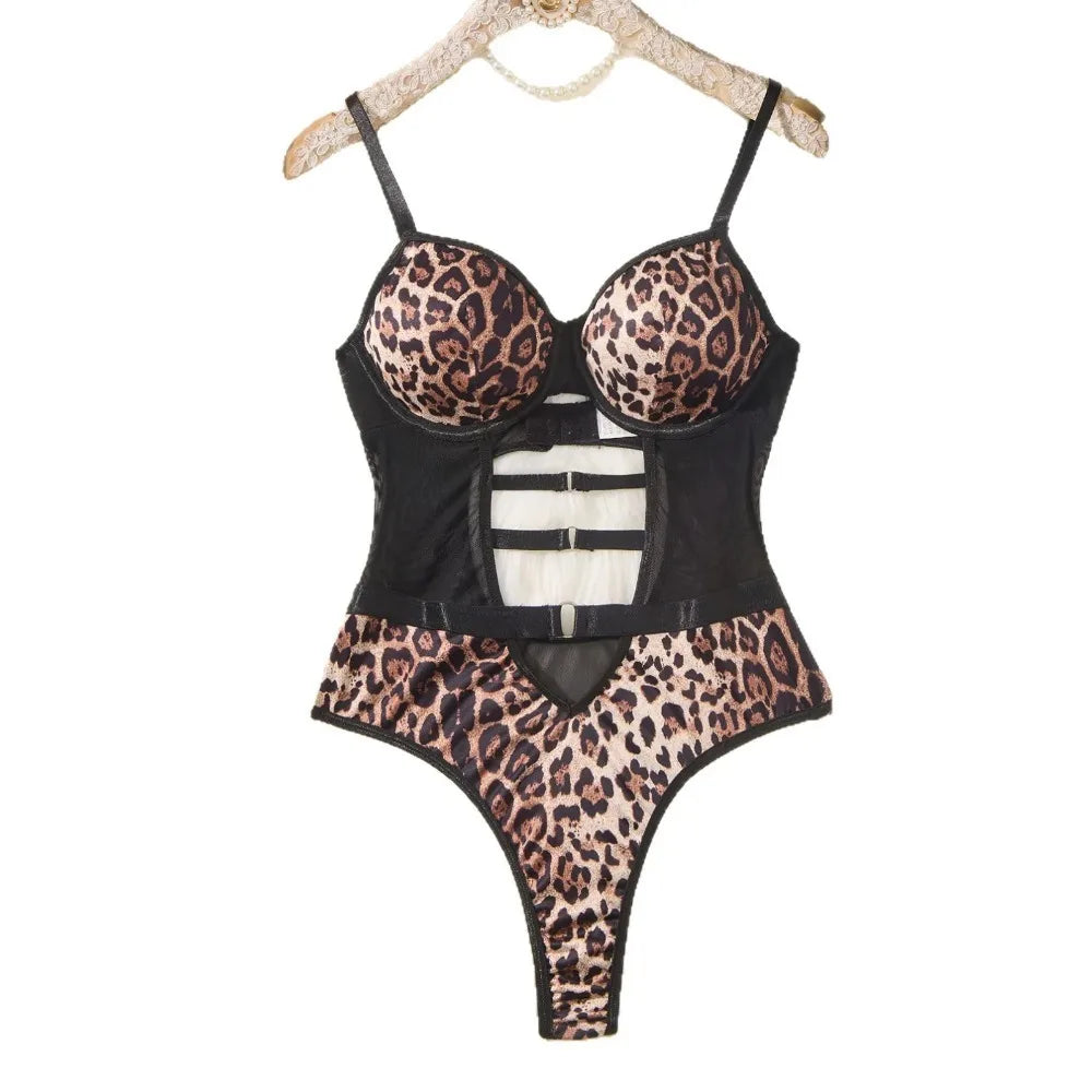Westerns Leopard Print Spaghetti Strap Seductive Body Suits