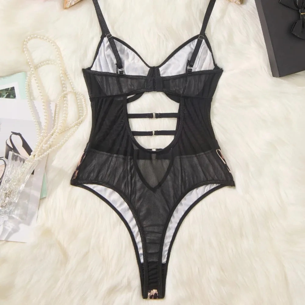 Westerns Leopard Print Spaghetti Strap Seductive Body Suits