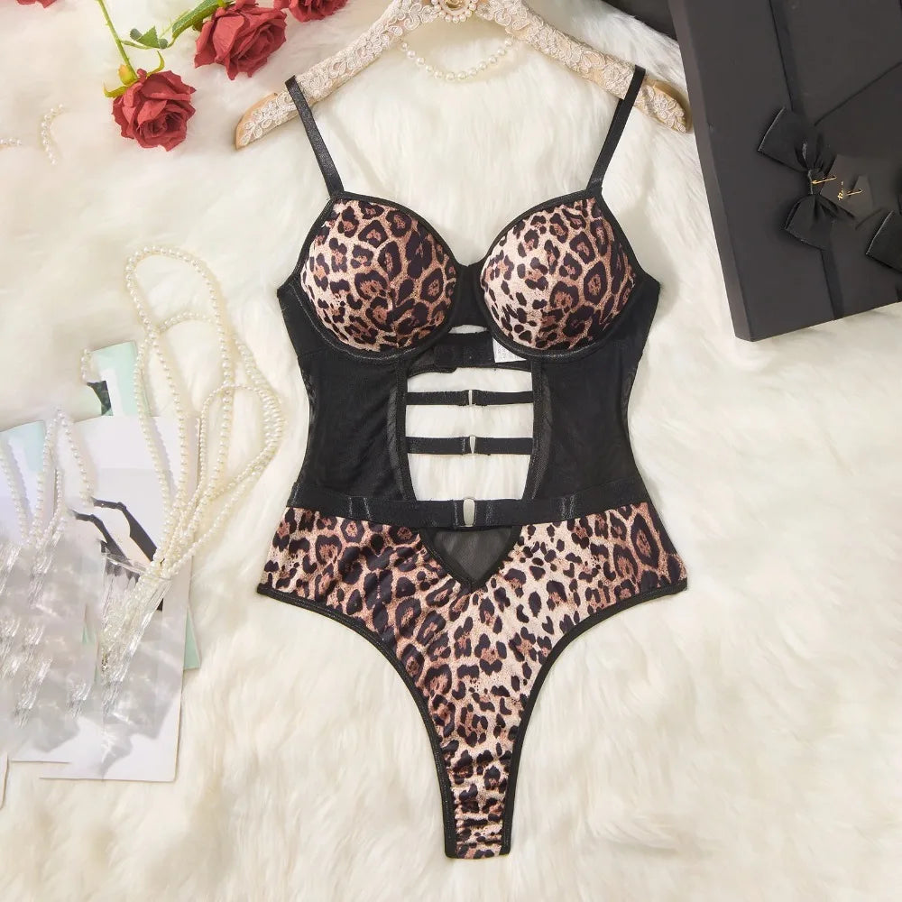 Westerns Leopard Print Spaghetti Strap Seductive Body Suits