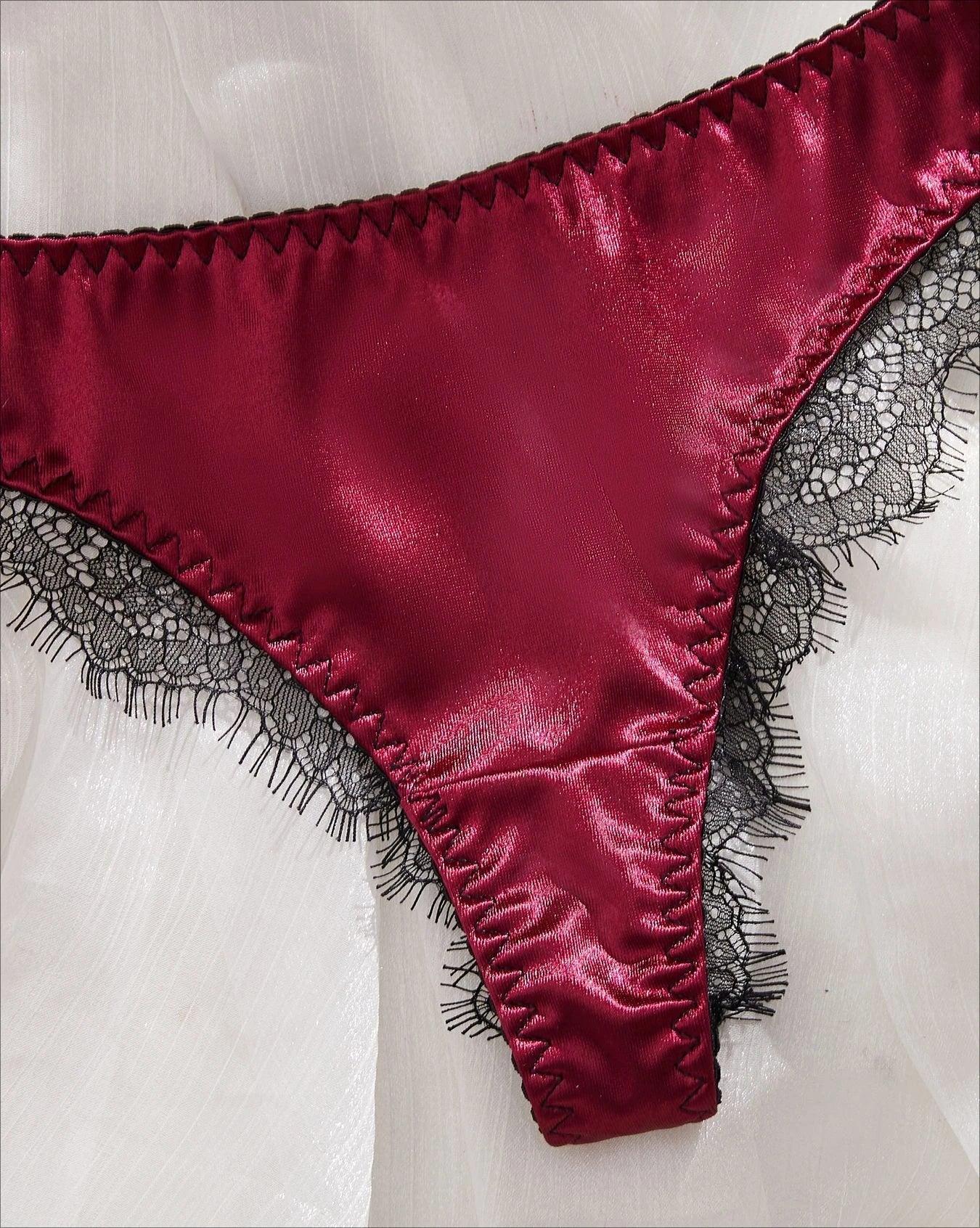 Westerns Ultra Thin Wine Red Lace Patchwork Bra Lingerie Sets Erotic Exotic Suits
