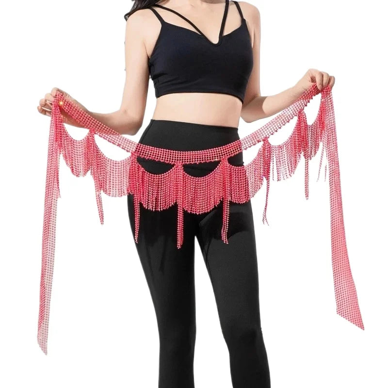 Belly Dance Performance Belt Stones Fringe Hip Scarf Adult Oriental Dance Practice Accessories Waist Belt Belly Dance