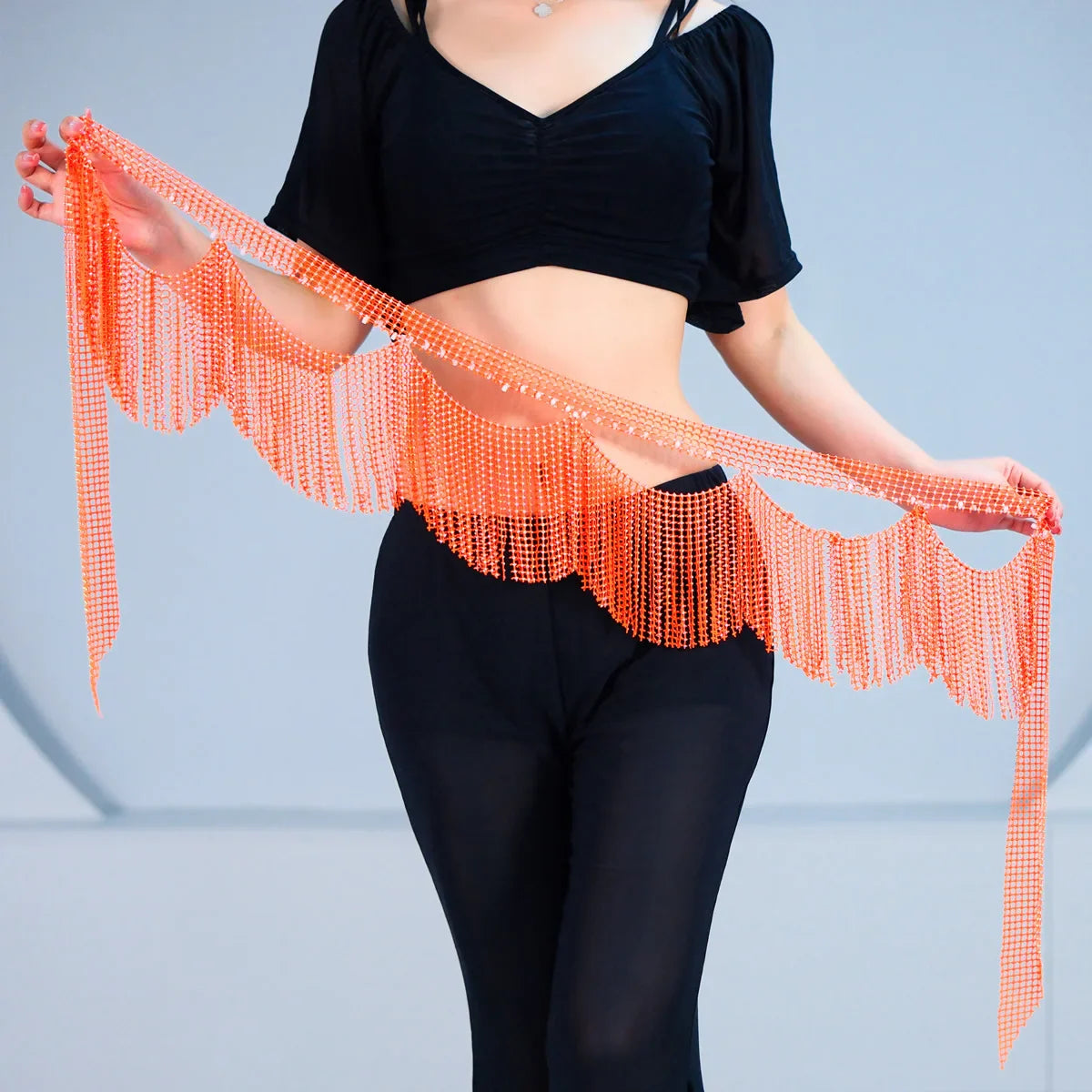 Belly Dance Performance Belt Stones Fringe Hip Scarf Adult Oriental Dance Practice Accessories Waist Belt Belly Dance