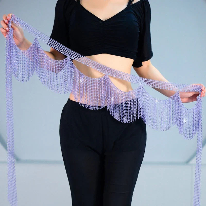 Belly Dance Performance Belt Stones Fringe Hip Scarf Adult Oriental Dance Practice Accessories Waist Belt Belly Dance
