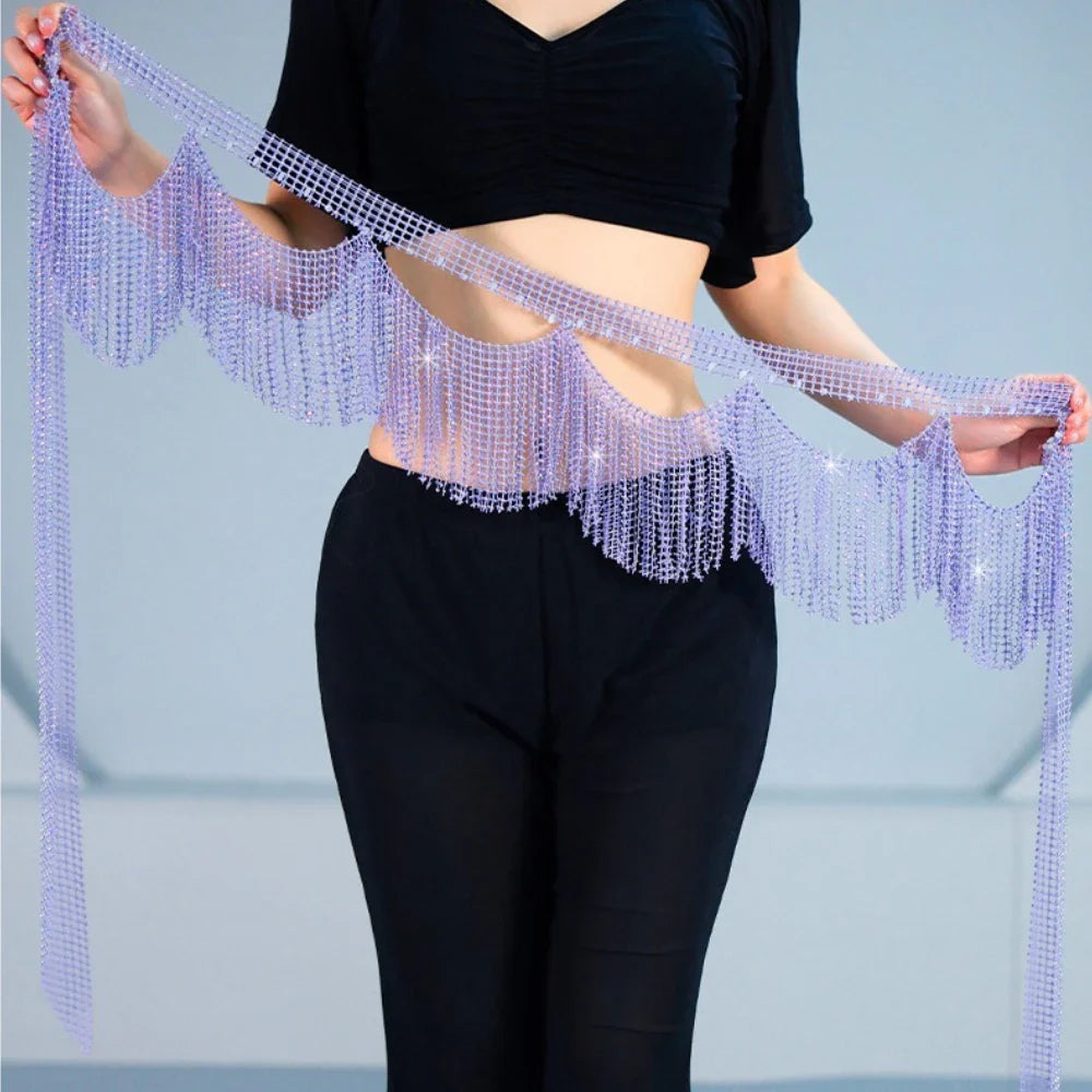 Belly Dance Performance Belt Stones Fringe Hip Scarf Adult Oriental Dance Practice Accessories Waist Belt Belly Dance