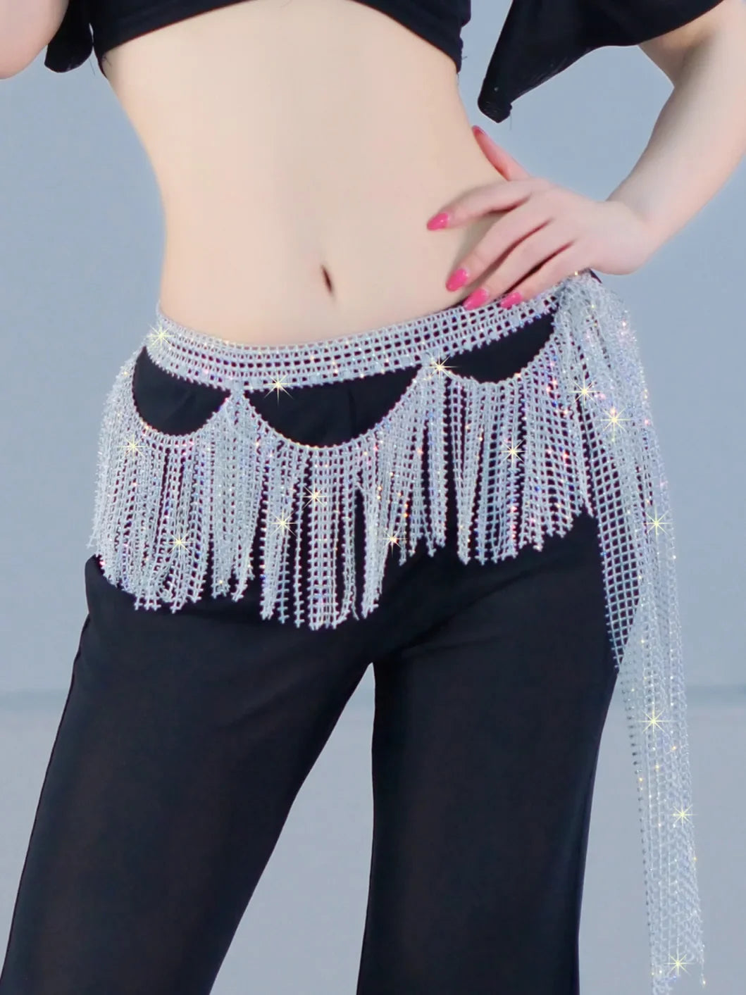 Belly Dance Performance Belt Stones Fringe Hip Scarf Adult Oriental Dance Practice Accessories Waist Belt Belly Dance