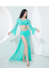 Belly Dance Practice Wear Gentle Style Long Sleeve Design Training Comfortable Outfit
