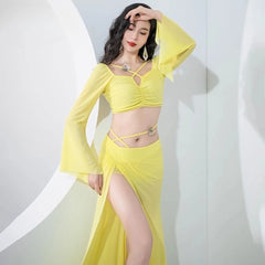 Belly Dance Practice Wear Gentle Style Long Sleeve Design Training Comfortable Outfit