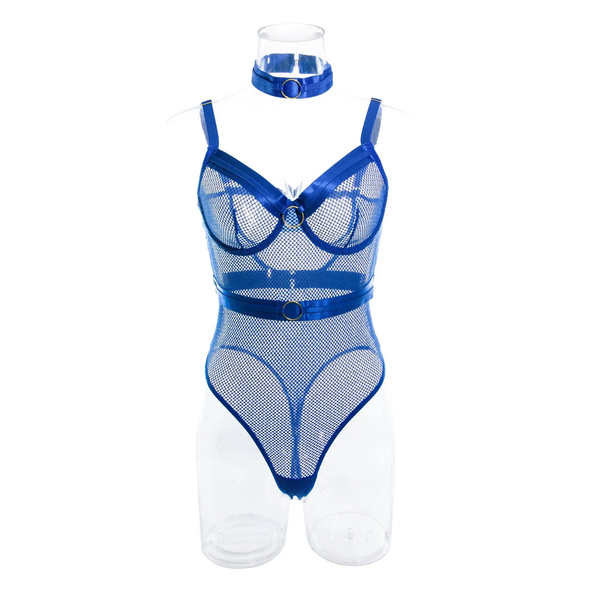 Erotic Western Style Halter Neck Sensual Metal Decor Mesh See Through Alluring Charming Breathable Premium Erotic