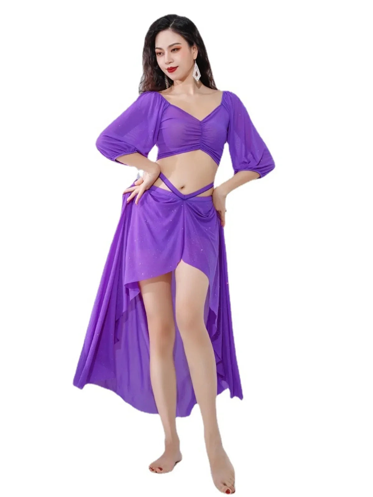 French Palace Style Belly Dance Set Oriental Dance Stage Wear Comfortable Practice Outfit