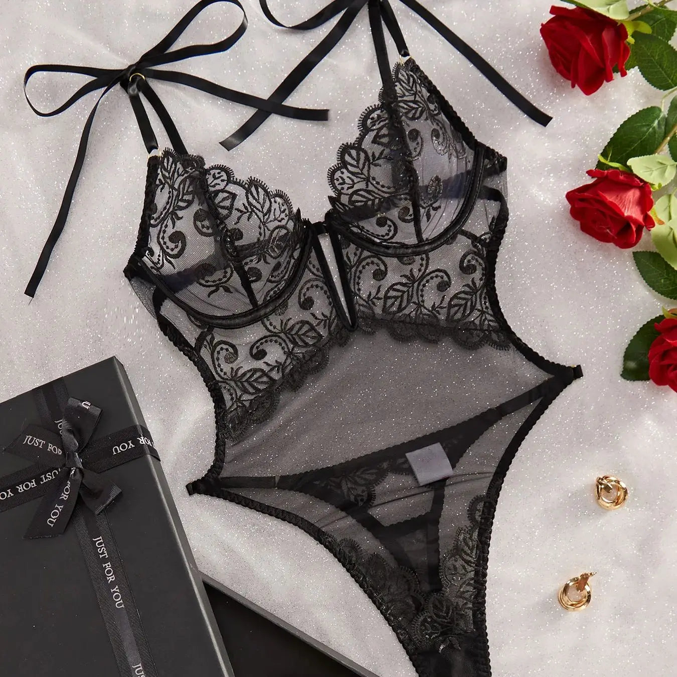 Lingerie With Exotic Perspective Lace Tight Corset Sexiest Transparent Erotic Costumes See Through Seductive