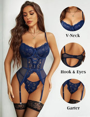 Arrival Erotic Western Style Lace Patchwork Sensual See Through Alluring Charming Breathable Lingerie Set Set Set