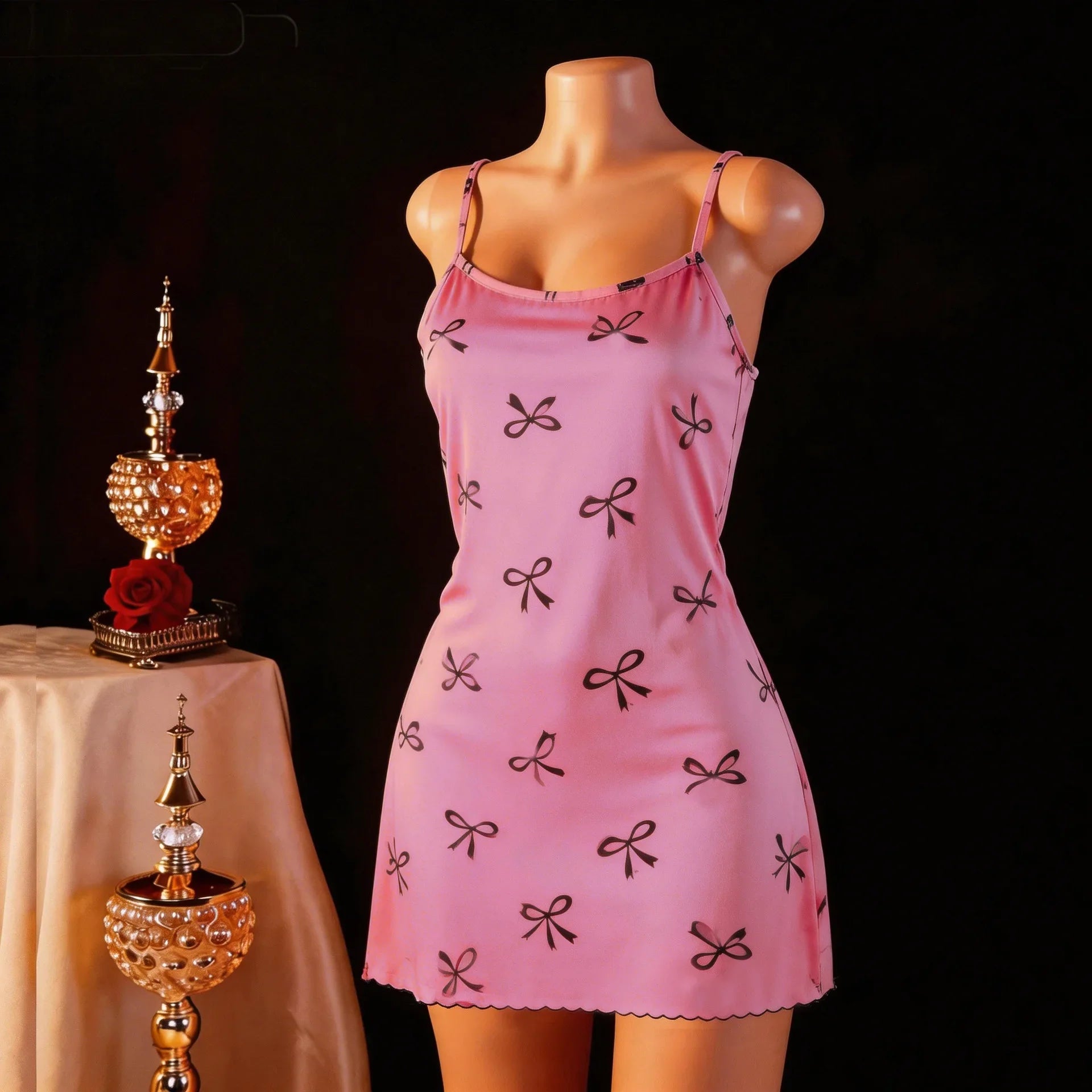 Plus Size Cute Printed Slip Nightdress Pure Style Soft Comfortable Home Loungewear Nightwear
