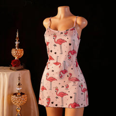 Plus Size Cute Printed Slip Nightdress Pure Style Soft Comfortable Home Loungewear Nightwear