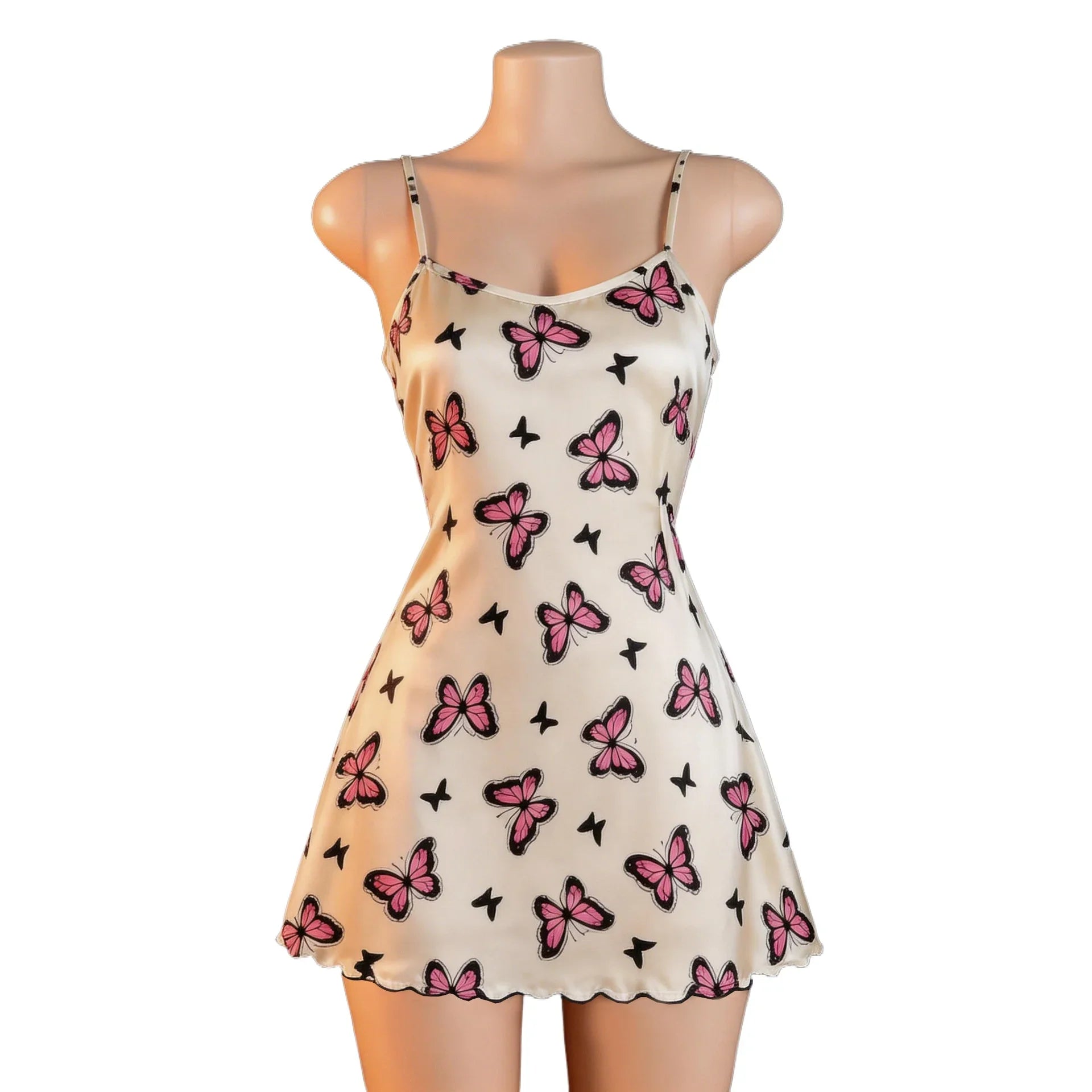 Plus Size Cute Printed Slip Nightdress Pure Style Soft Comfortable Home Loungewear Nightwear