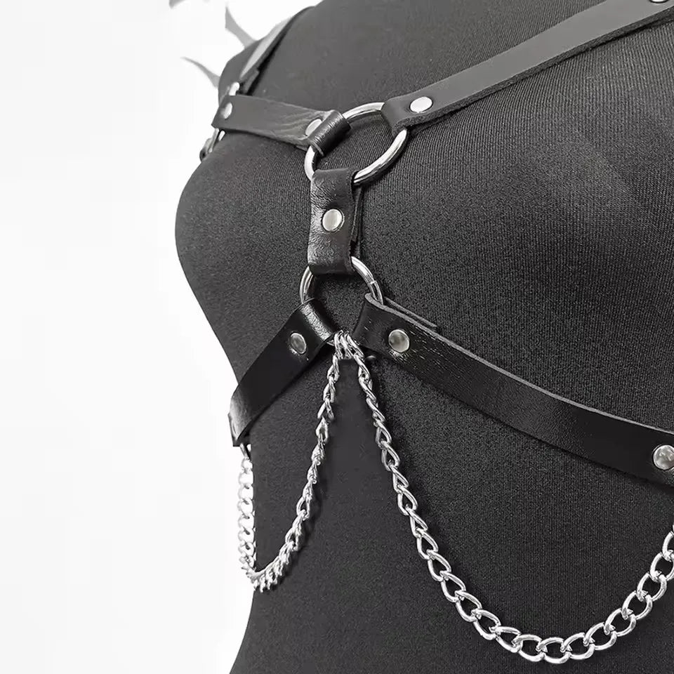 Harness Leather Lingerie Bondage BDSM Gothic Fetish Clothing Erotic Body Chains Harness Toys Accessories