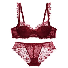 Lace Bra Set Padded Push Up Bra and Panty Set Elegant Brief Set Thin See Through Underwear