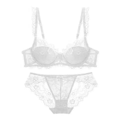 Lace Bra Set Padded Push Up Bra and Panty Set Elegant Brief Set Thin See Through Underwear