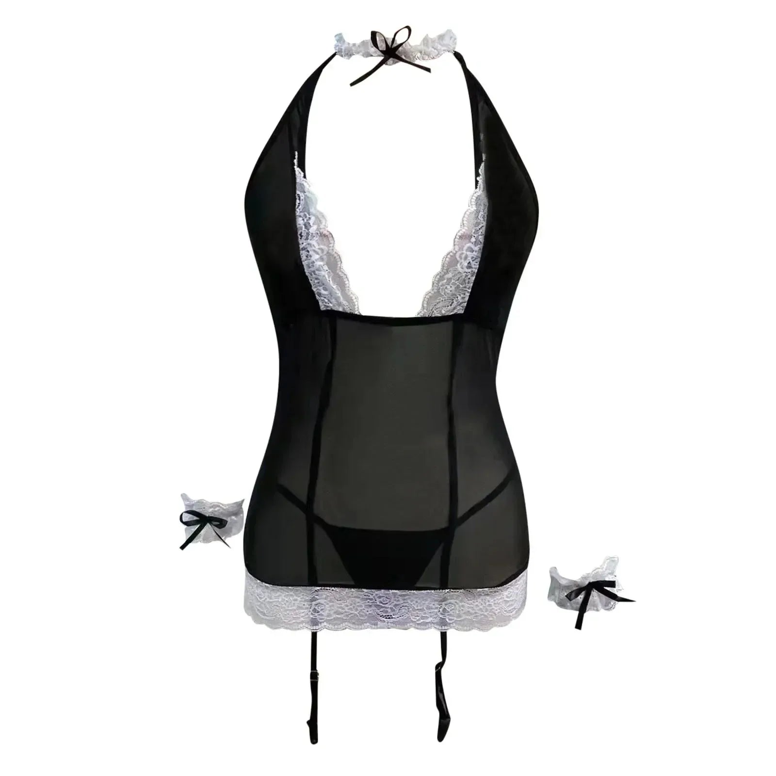 Lingerie Porno Sheer Dress Set Halter Push Up Erotic Buster Underwear G-Strng Nghtwear Exotc Costume