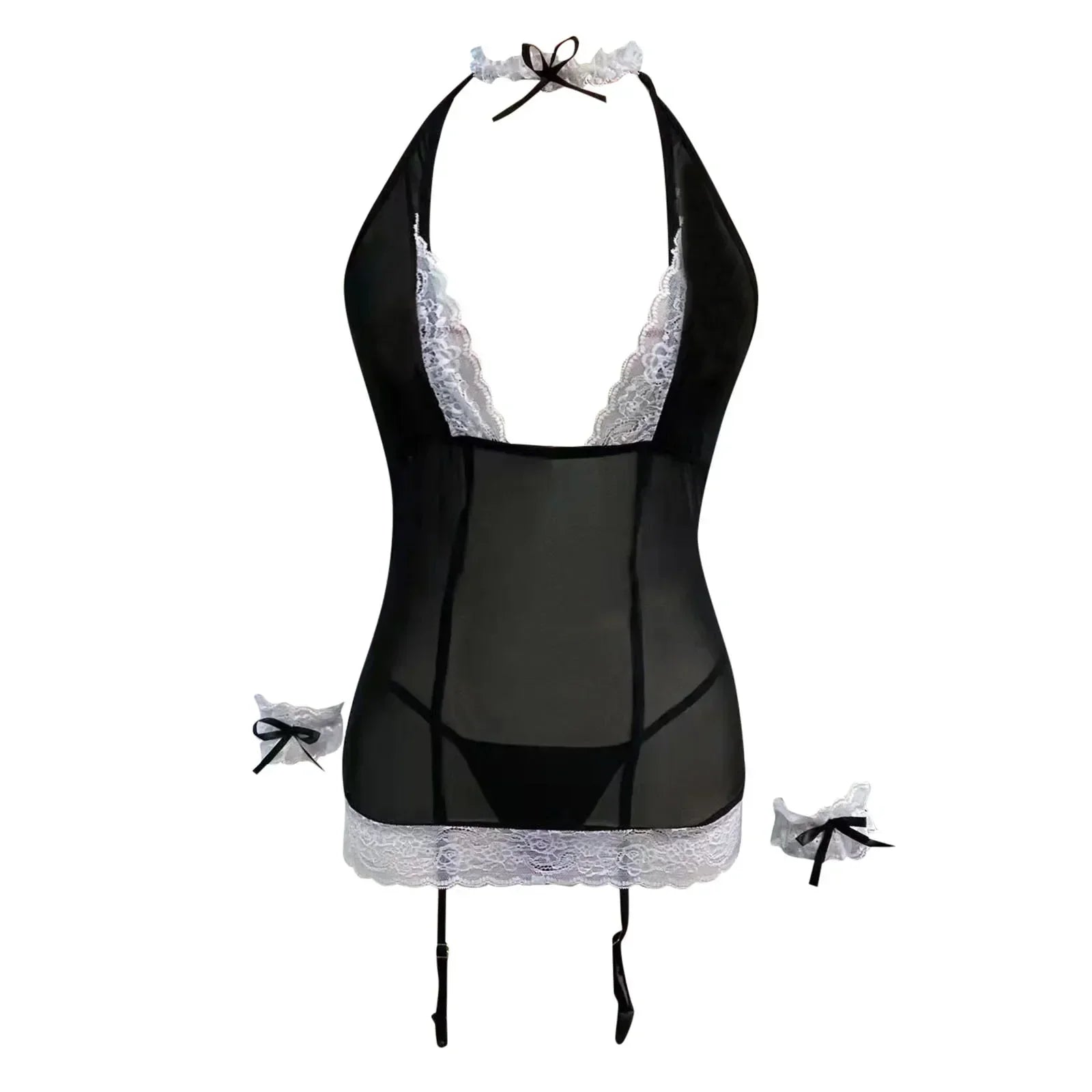 Lingerie Porno Sheer Dress Set Halter Push Up Erotic Buster Underwear G-Strng Nghtwear Exotc Costume