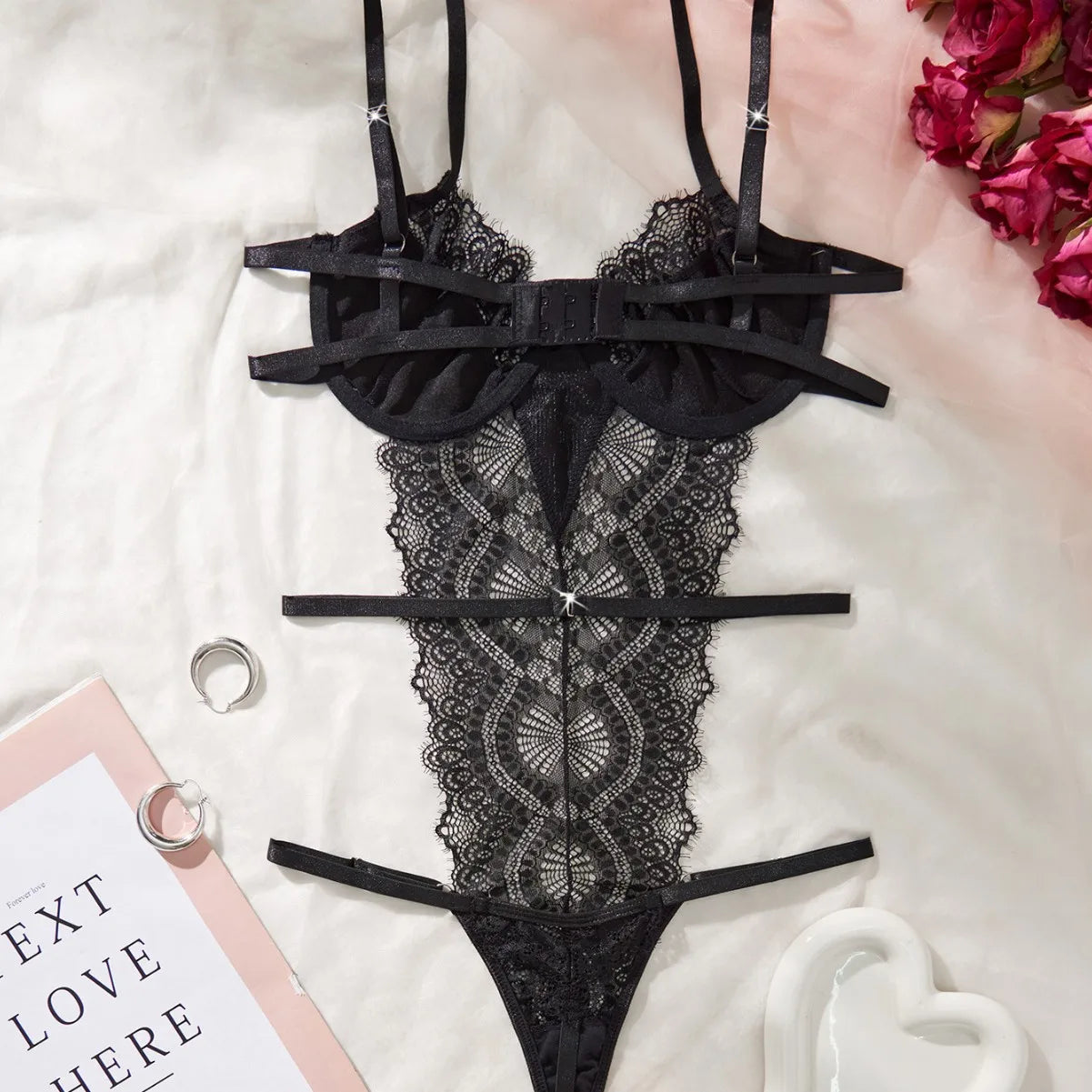 Womens Erotic Western Style Lace Hollow Out Sensual See Through Adjustable Strap Alluring Charming Premium Erotic