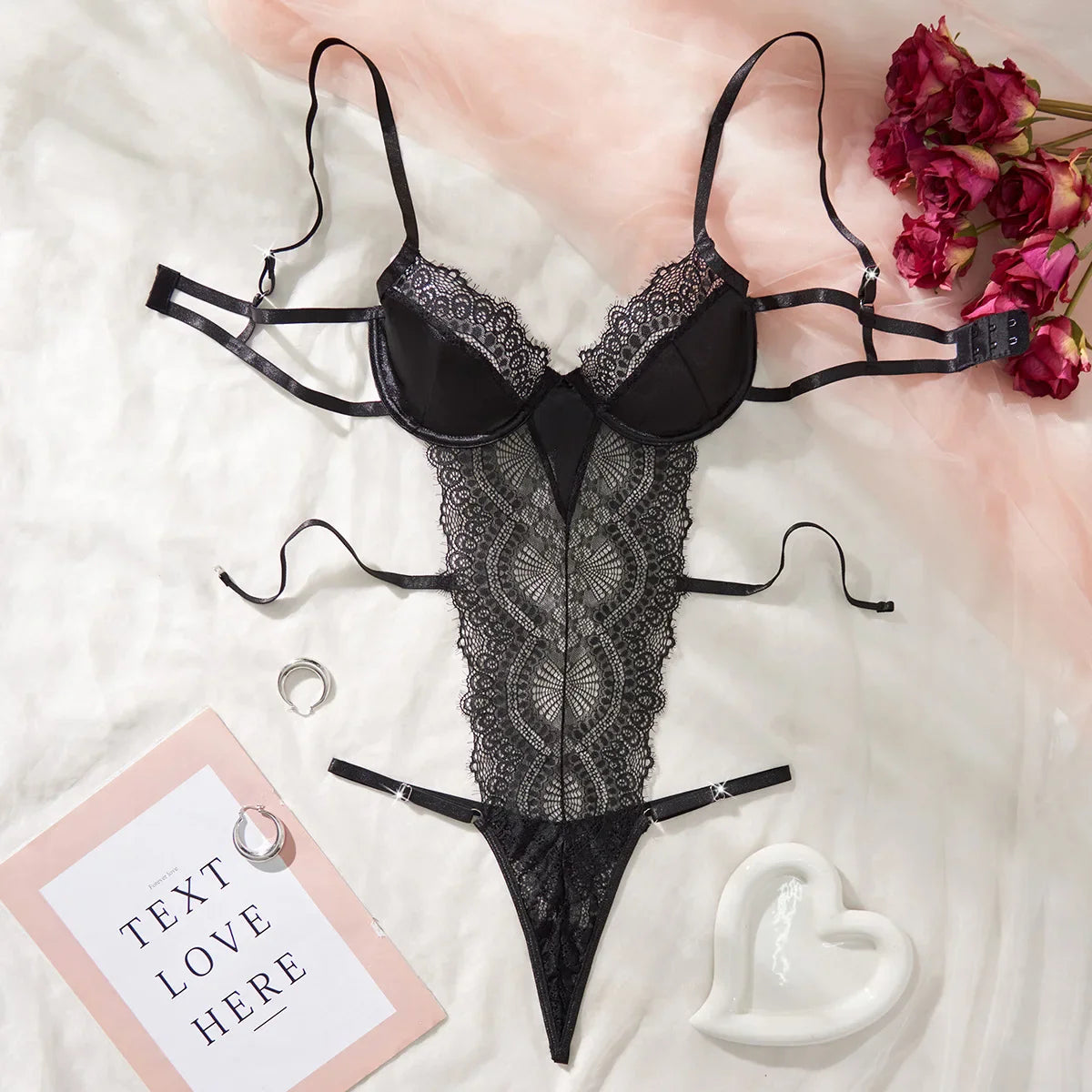 Womens Erotic Western Style Lace Hollow Out Sensual See Through Adjustable Strap Alluring Charming Premium Erotic