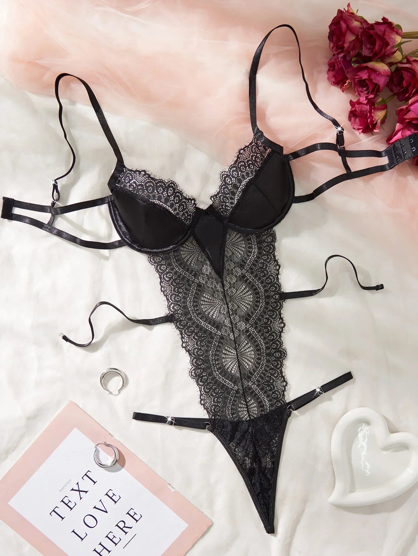 Womens Erotic Western Style Lace Hollow Out Sensual See Through Adjustable Strap Alluring Charming Premium Erotic