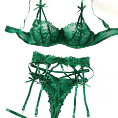 Womens Erotic Western Style Lace Strappy Sensual Belt Leg Rings Alluring Charming Breathable Exquisite Lingerie Set