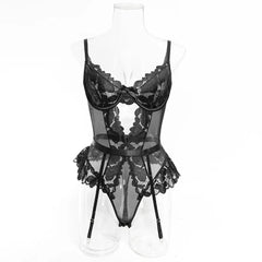 Womens Erotic Western Style Lace Trim Mesh Patchwork Sensual Waist Trainer See Through Alluring Charming Premium Erotic