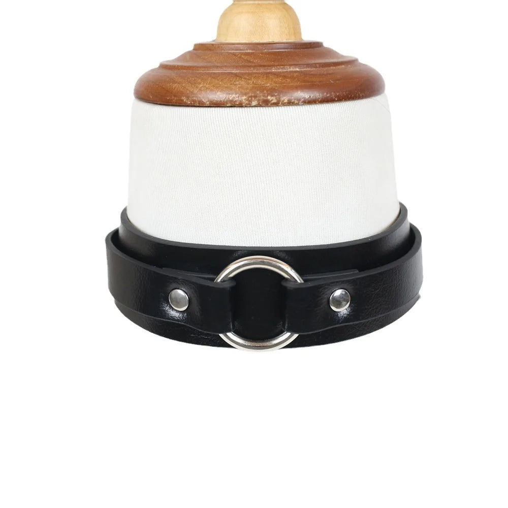 Y2K Leather Neck Strap Belt with Metal Buckle Collar Trendy O-ring Clavicle with Adjustable Neck Cover Accessories