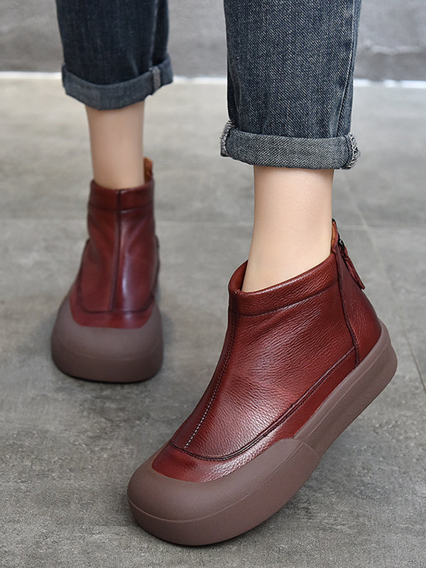 Round-Toe Zipper Boots