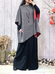 Asymmetric Batwing Sleeves Loose Round-Neck Outerwear Cape