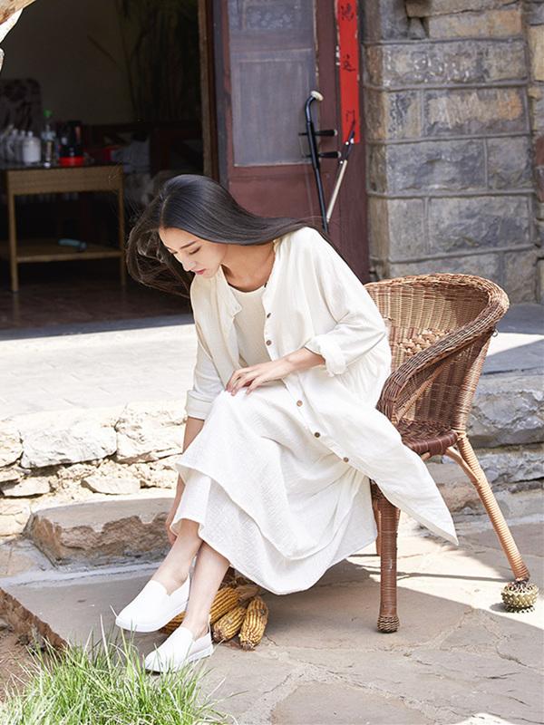 Soft White Ramie Cotton Linen Cover-up Cardigan