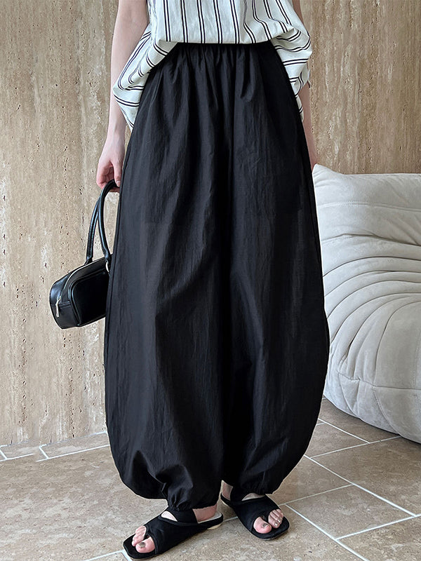 Elasticity Solid Color Split-Joint Harem Pants High Waisted Trousers Pants