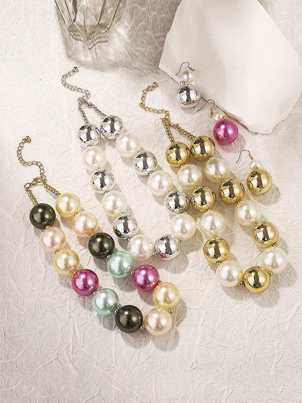 Contrast Color Geometric Necklaces Accessories + Drop Earrings