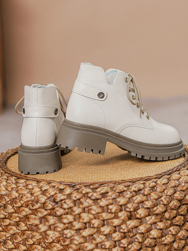 Lace-Up Rivet Round-Toe Split-Joint Dr. Martens Boots Boots