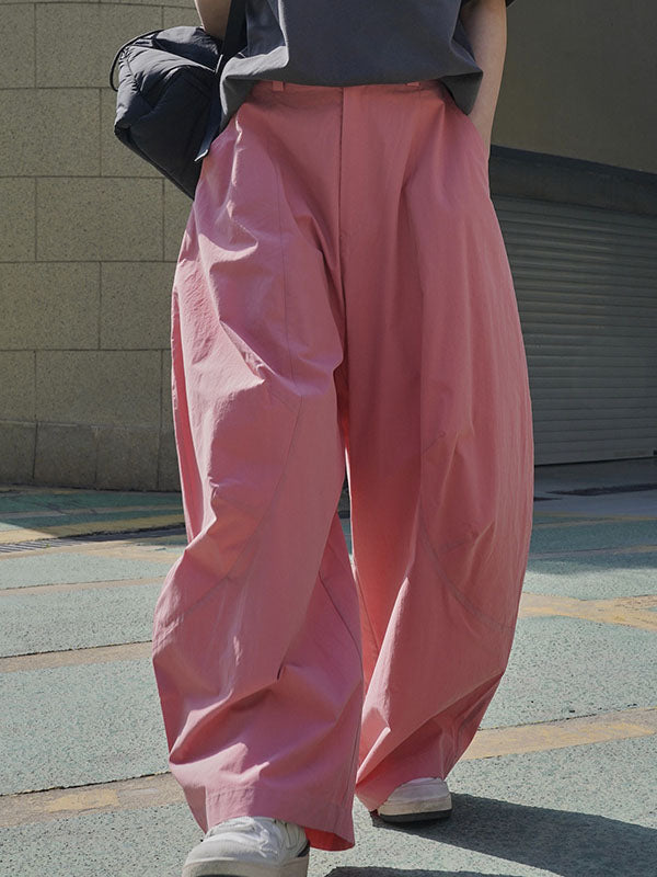 Solid Color Split-Joint Loose Wide Leg Trousers Casual Pants Bottoms