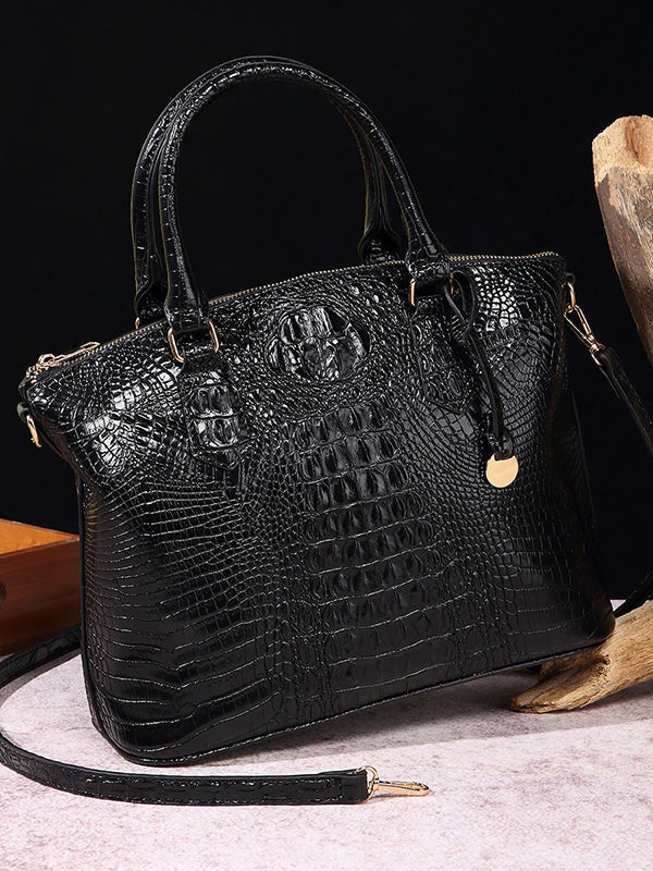 Alligator Print Pleated Split-Joint Handbags Bags