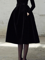 Solid Color Long Sleeves Skinny High Neck Midi Dresses