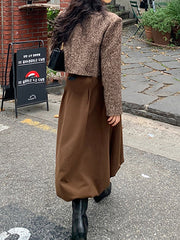 Pleated Solid Color A-Line High Waisted Skirts