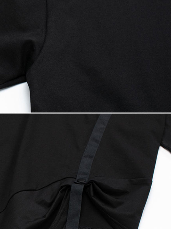 Urban Solid Color Asymmetric Round-Neck T-Shirt Top