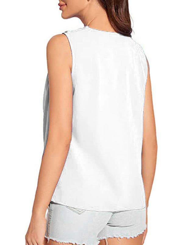 Solid Color Loose Sleeveless V-Neck Vest Top