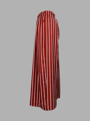 Striped Loose Wide Leg Trousers Casual Pants Bottoms