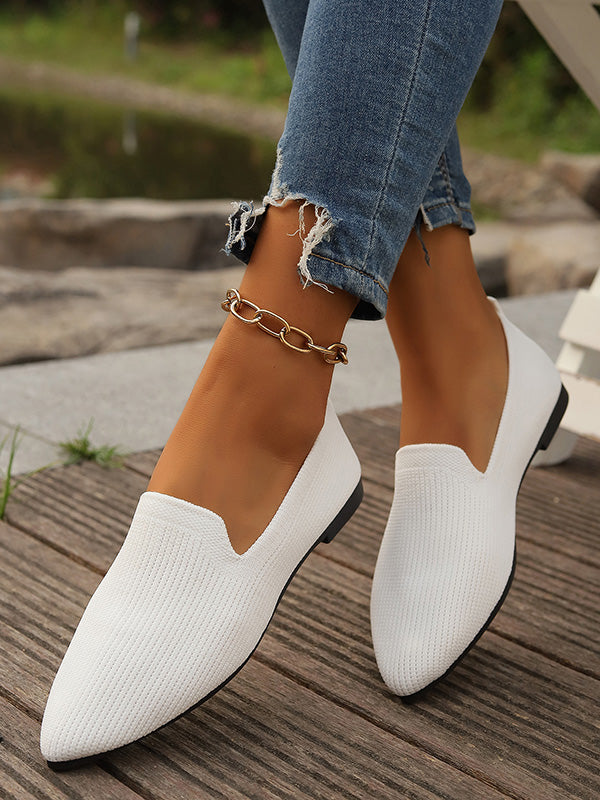 Pointed-Toe Shallow Cut Split-Joint Flat Shoes
