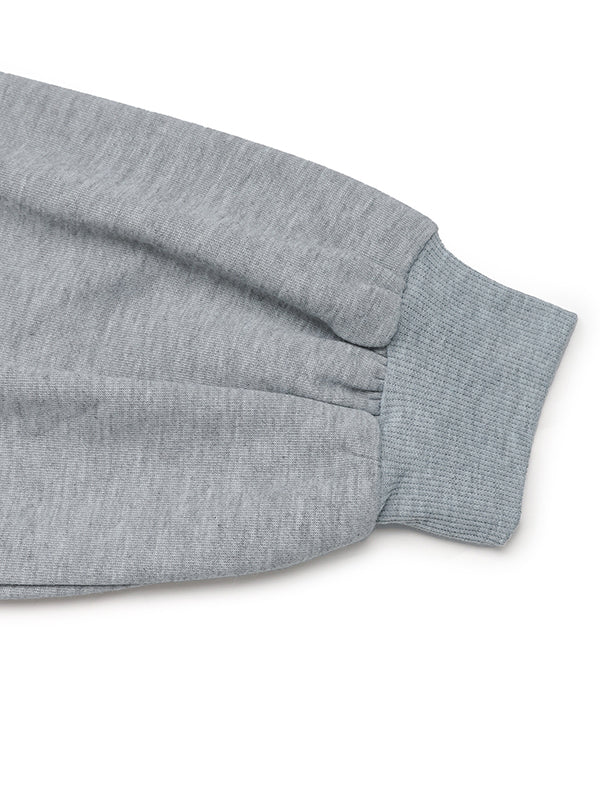 Asymmetric Hollow Split-Joint Loose Puff Sleeves Round-Neck Sweatshirt Tops