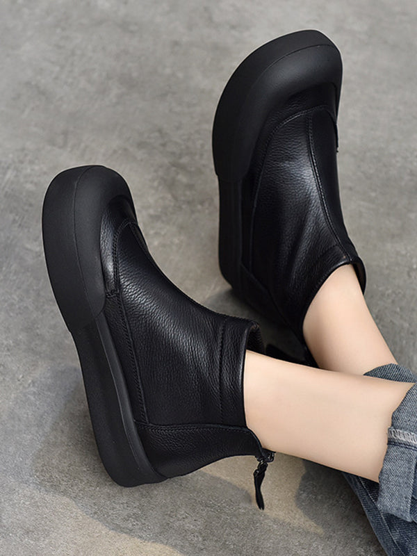 Round-Toe Zipper Boots