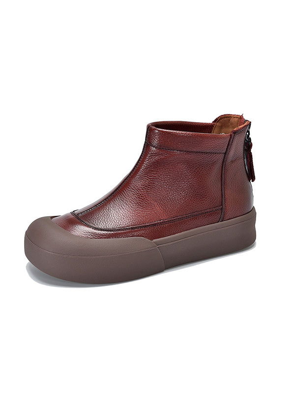 Round-Toe Zipper Boots
